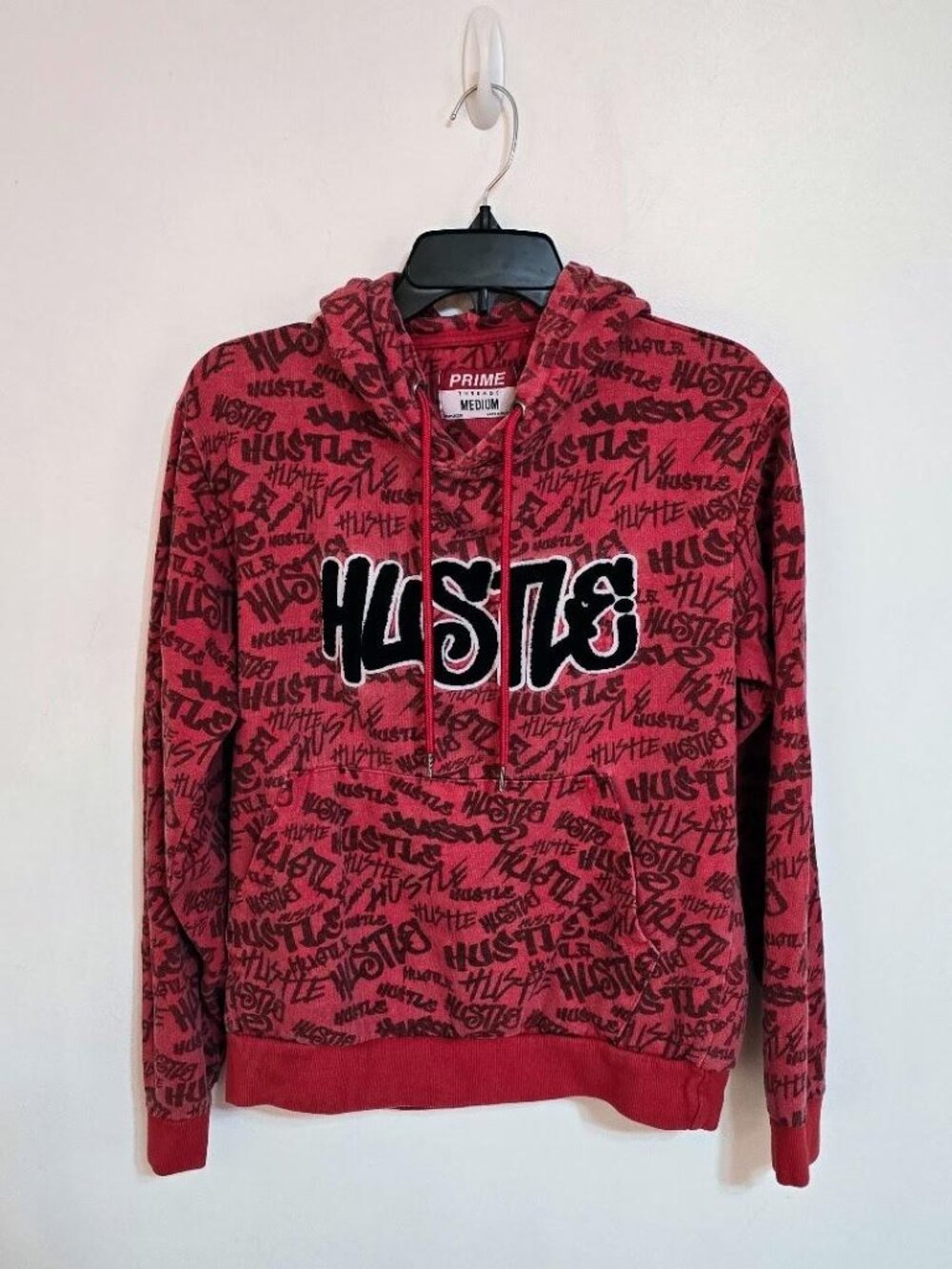 Hustle Graffiti Graphic Hoodie Boys M Red Black Prime Threads
